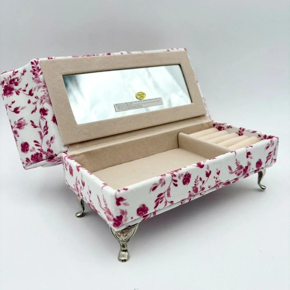 Miniature Couch Jewelry Box Floral Print Sofa Ring Holder Display Case